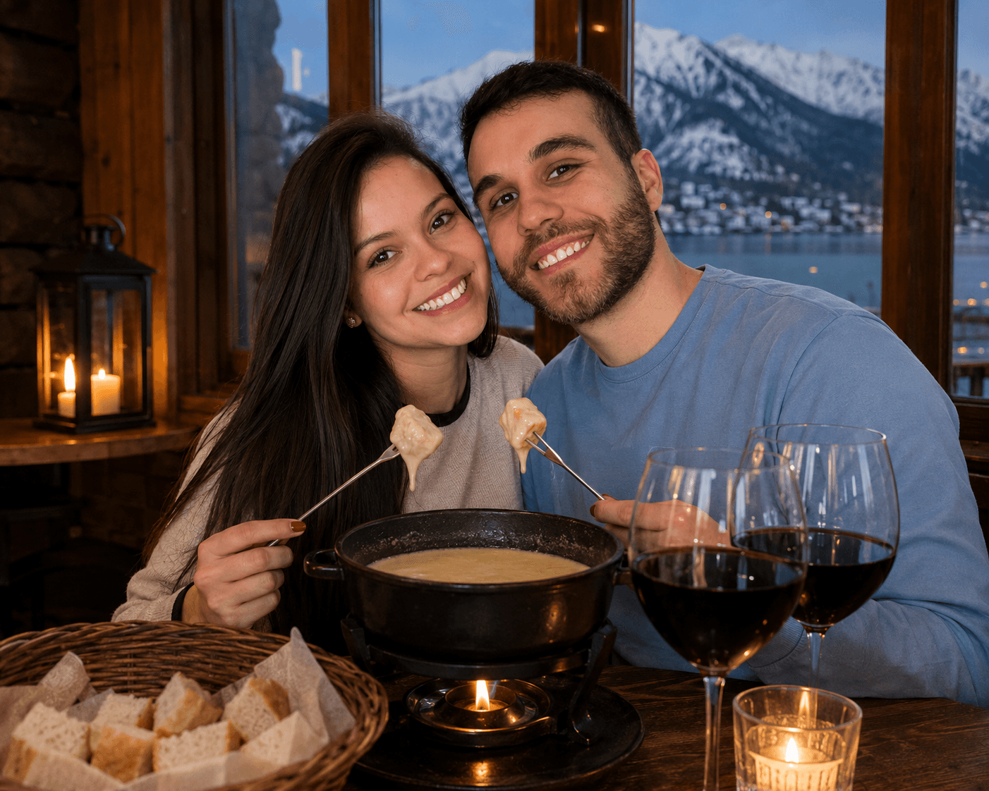 Noite de fondue em Bariloche