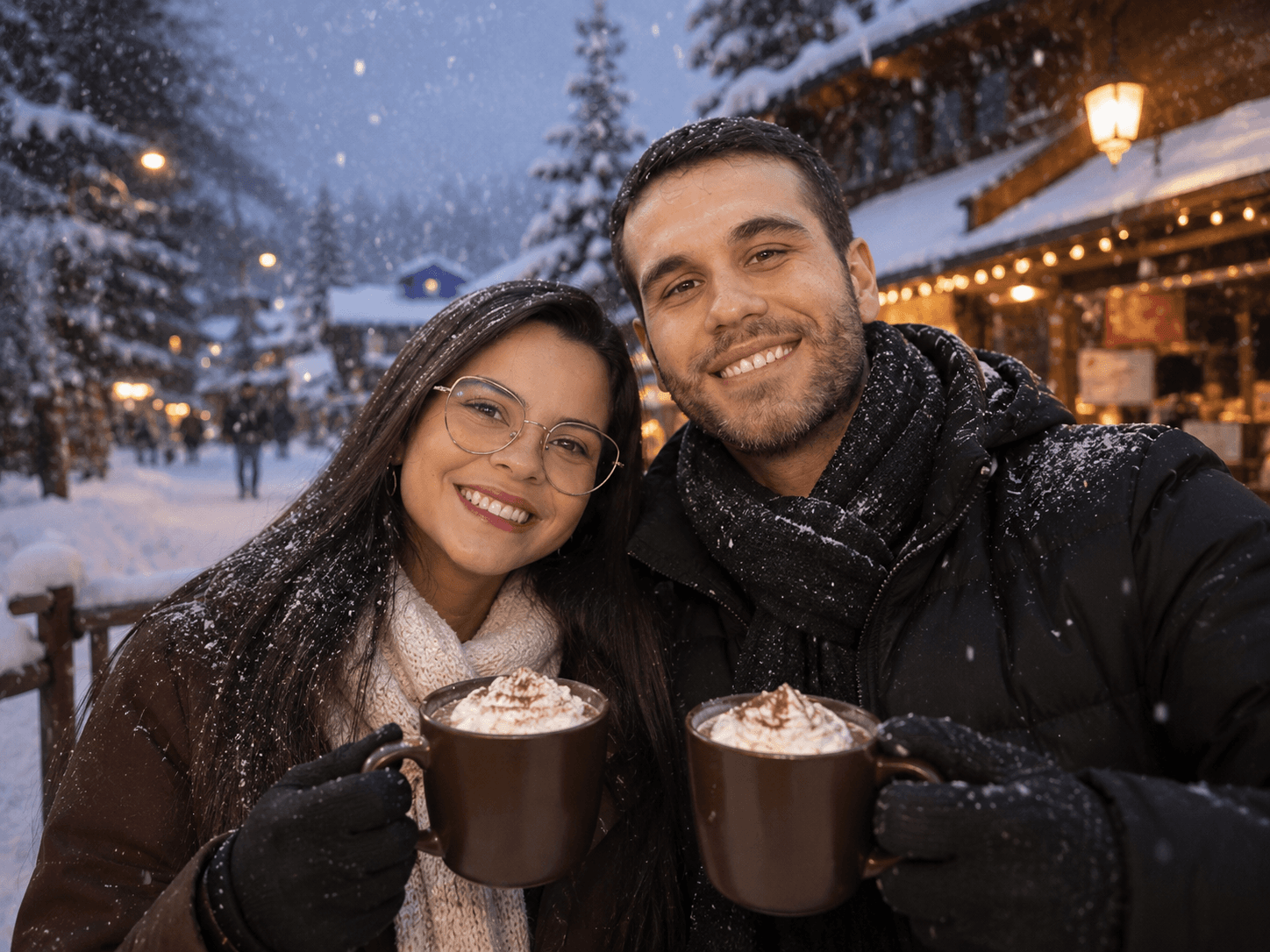Um chocolate quente na neve