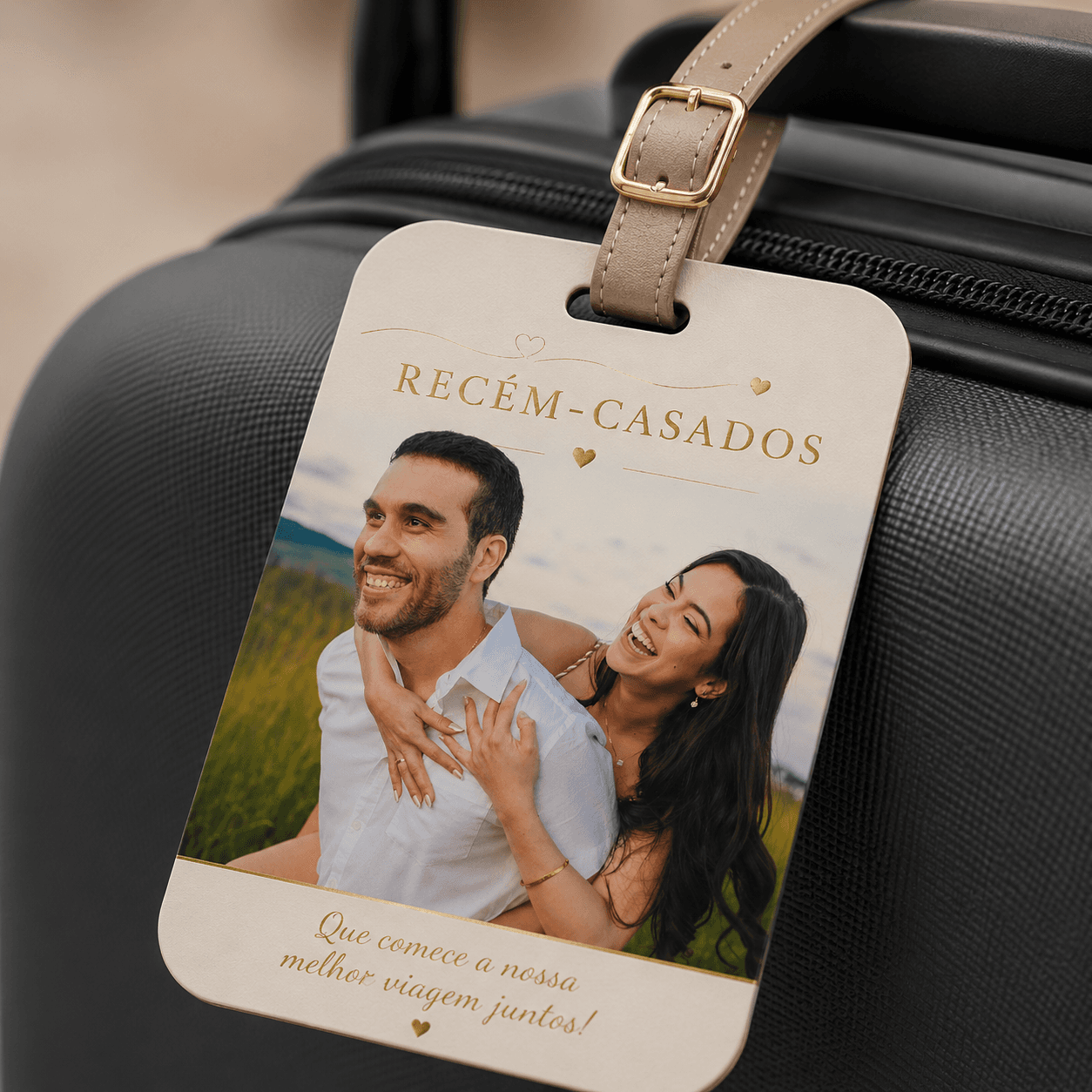 Tag de mala recém-casados a bordo